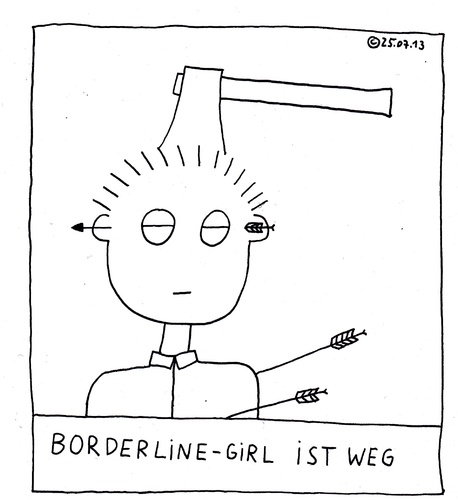 Cartoon: Borderline-Girl ist weg (medium) by Müller tagged verlassen,borderline,love,liebe