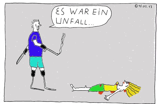 Cartoon: Es war ein Unfall (medium) by Müller tagged unfall,accident,pistorius,steenkamp
