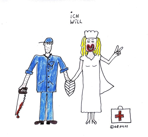 Cartoon: Ich will ! (medium) by Müller tagged heirat,trauung,braut,hochzeit