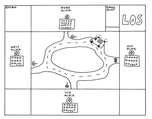 Cartoon: Monopoly (medium) by Müller tagged gesundheitssystem,krankenhaus