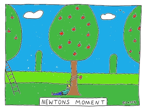 Cartoon: Newtons Moment (medium) by Müller tagged newton,apfel,schwerkraft,apple,gravity