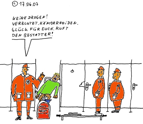 Cartoon: Notarzt (medium) by Müller tagged hämorrhoiden,notarzt,bestatter