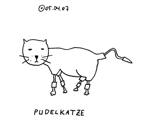 Cartoon: Pudelkatze (medium) by Müller tagged pudel,schur,katze