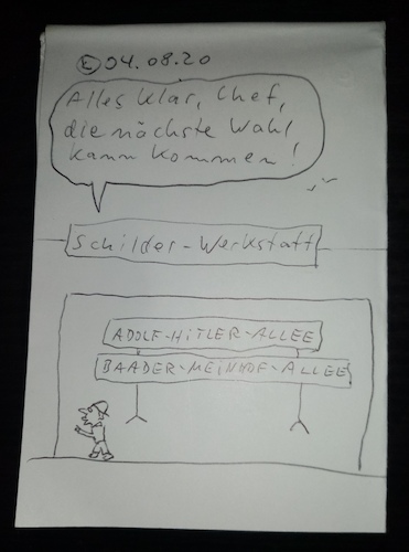 Cartoon: Schilder-Werkstatt (medium) by Müller tagged wahl,rechts,links