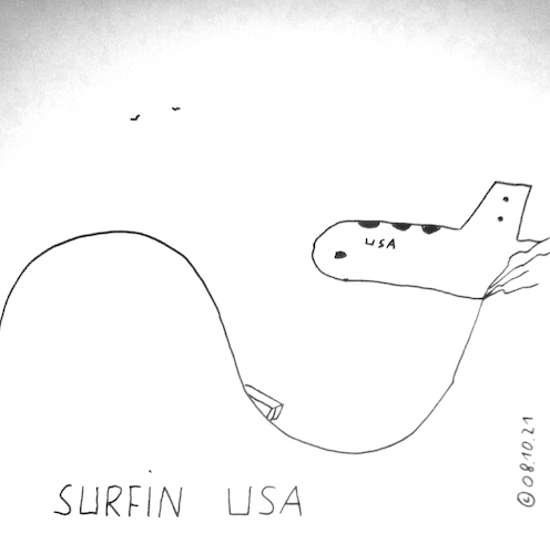 Cartoon: Surfin USA (medium) by Müller tagged uboot,usa,submarine