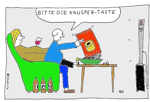 Cartoon: Team-Work (medium) by Müller tagged crispbutton,remotecontrol,knuspertaste,fernbedienung,tv