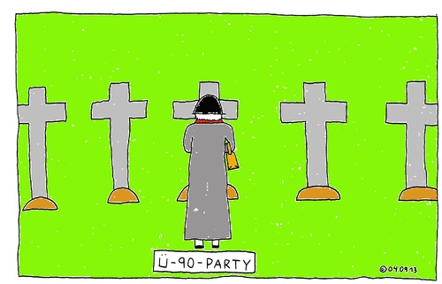 Cartoon: Ü-90-PARTY (medium) by Müller tagged party,ü90party,friedhof,grab,graveyard,cementry