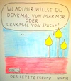 Cartoon: Der letzte Freund (small) by Müller tagged putin,wladimir,denkmal,marmor,spucke,kreml,russland