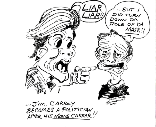 Cartoon: LIAR LIAR AND THE MASK (medium) by Toonstalk tagged jim,carrey,john,chretian,prime,minister,comedian,liar