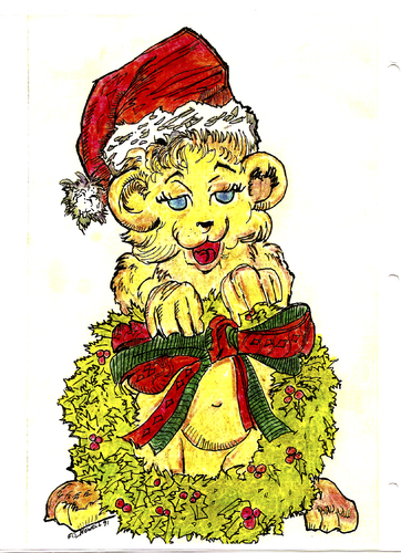 Cartoon: MERRY CHRISTMAS WREATH (medium) by Toonstalk tagged christmas,greetings,wreath,welcome,peace,santa,hat