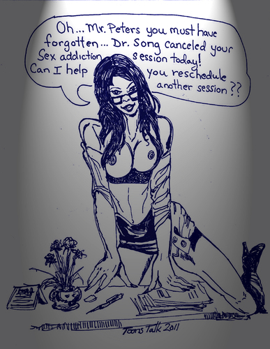 Cartoon: RECEPTION DECEPTION (medium) by Toonstalk tagged addict,sexy,sensual,predator,doctor,recetionist,therapy
