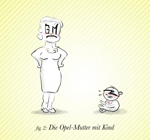 Cartoon: Opel-Mutter (medium) by prinzparadox tagged opel,general,motors,gm,fiat,financial,crisis,car,motor,detroit,usa