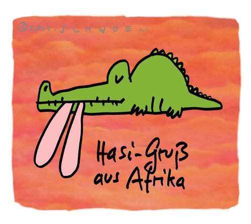 Cartoon: Hasi 6 (medium) by schwoe tagged hase,afrika,krokodil,futter,lecker