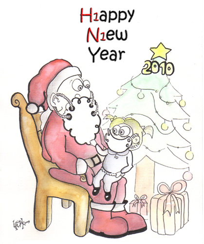 Cartoon: HAPPY NEW YEAR (medium) by majezik tagged christmas,swine,flu