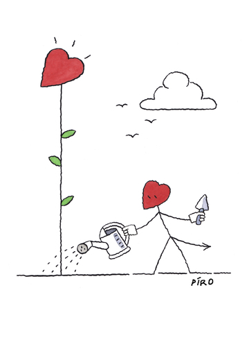Cartoon: Sowing The Seed of Love (medium) by piro tagged love,lovedevil,flowers