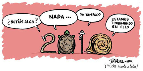 Cartoon: 2010 (medium) by jrmora tagged 2010,recuperacion,economia,trabajo,crisis