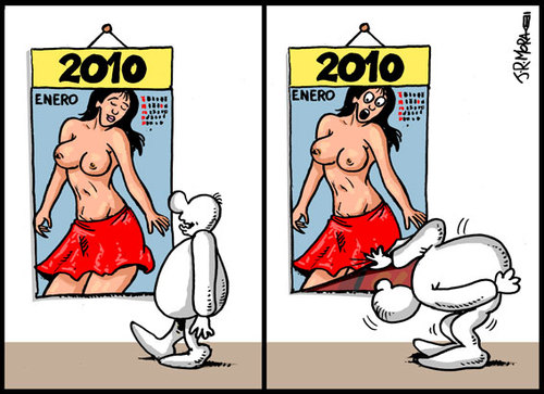 Cartoon: Calendario (medium) by jrmora tagged calendario,2010,falda,curiosidad,mes,year