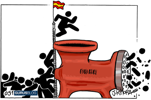 Cartoon: Derechos Humanos (medium) by jrmora tagged melilla,inmigrantes