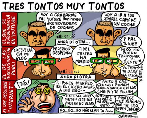 Cartoon: Tres tontos muy tontos (medium) by jrmora tagged internet,tontos,fun