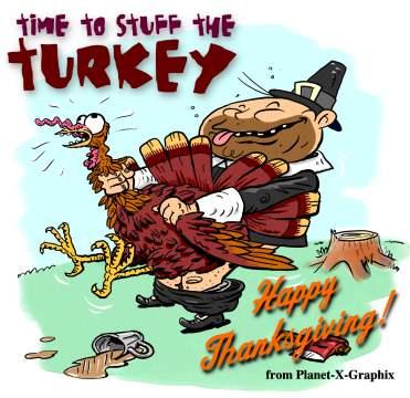 Cartoon: Happy Thanksgiving Day! (medium) by monsterzero tagged humor,holidays,turkey,pilgrims