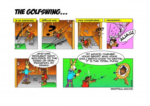 Cartoon: The Golfswing (medium) by cwtoons tagged sport,golf,golfswing,tiger,woods,idol