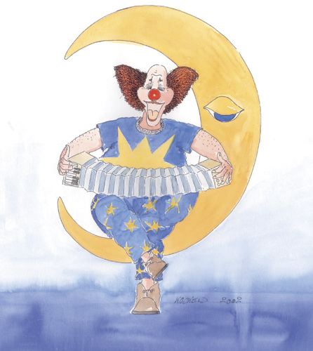Cartoon: Mann im Mond (medium) by kocki tagged zirkus,kind,träume,gute,nacht
