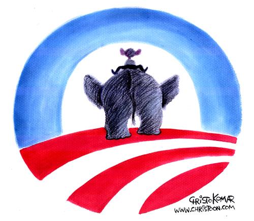 Cartoon: Bush Fading Away (medium) by Christo Komarnitski tagged usa,president,bush,obama,elections