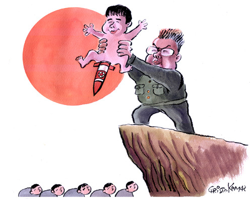 Cartoon: Kim Jong Un and Kim Jong Il (medium) by Christo Komarnitski tagged kim,jong,un,north,korea,il