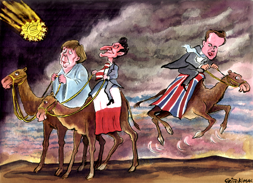 Cartoon: Three wise man (medium) by Christo Komarnitski tagged eu,euro,europe,merkel,cameron,sarkozy