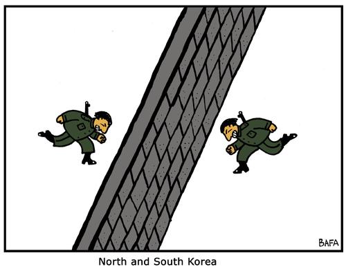 Cartoon: Korea (medium) by Farhad Foroutanian tagged politics,mauer,korea,krieg,konflikt,gewalt,politik