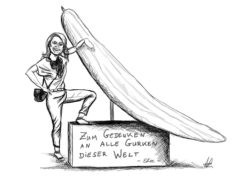 Cartoon: ehecomia (medium) by Anitschka tagged epidemie,vergiftet,ehec,medien,sehenswürdigkeit,gedenken,norddeutschland,gurke