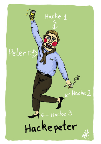 Cartoon: Hackepeter (medium) by Anitschka tagged hackepeter,fleisch,deutsch,alkohol