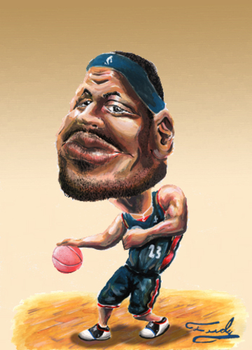 Cartoon: LeBron James (medium) by Fredy tagged lebron,james,nba,basketball,cleveland,cavaliers