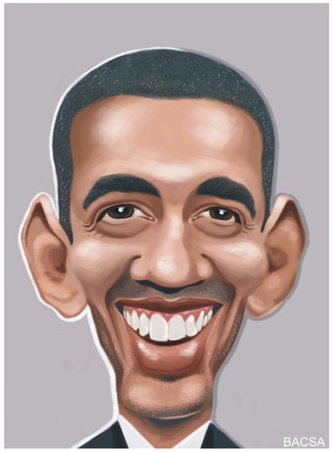 Cartoon: Barack Obama (medium) by bacsa tagged obama