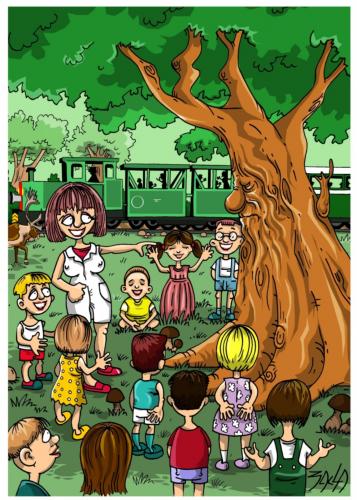 Cartoon: old tree tell a story (medium) by bacsa tagged old,tree,tell,story