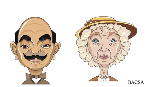 Cartoon: Poirot and Marple (medium) by bacsa tagged poirot,and,marple
