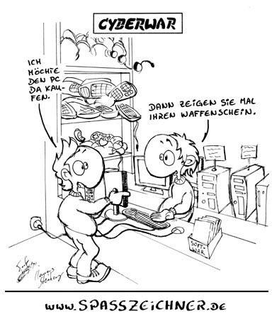 Cartoon: Cyberwar (medium) by Clemens tagged cyberwar,waffenschein