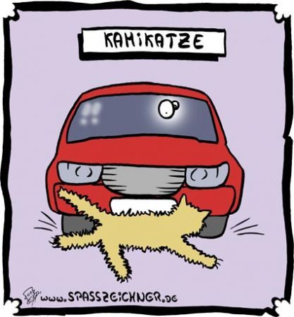Cartoon: Kamikatze (medium) by Clemens tagged katzen,kamikaze