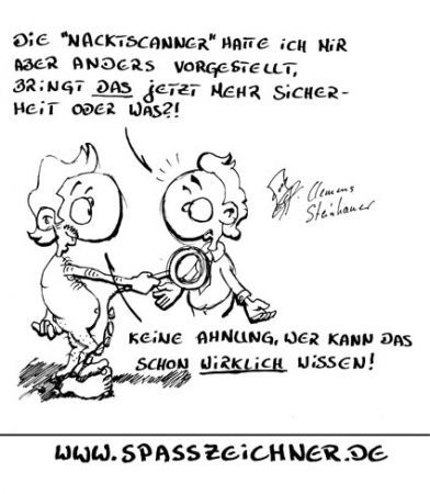 Cartoon: Nacktscanner (medium) by Clemens tagged flughafen,flughafensicherheit,sicherheit,nackt,körper,nacktscanner