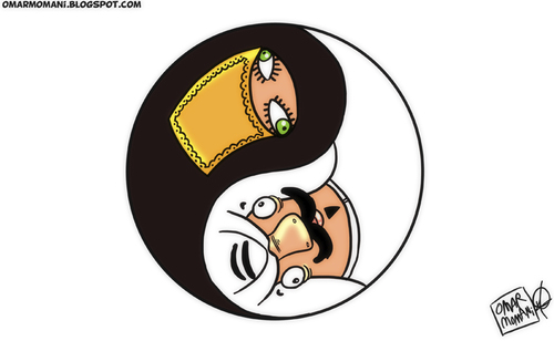 Cartoon: Arabian Yin Yang (medium) by omomani tagged arab,yin,yang