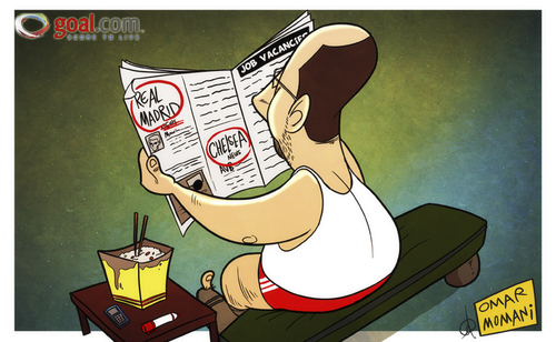 Cartoon: Benitez on the hunt for a job (medium) by omomani tagged england,food,chinese,chelsea,league,premier,newspaper,liga,la,real,benitez,rafael,spain,madrid
