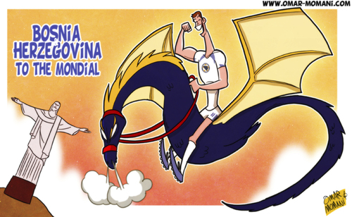 Cartoon: Dzeko and the dragons to Rio (medium) by omomani tagged bosnia,and,herzegovina,edin,dzeko,world,cup,qualifications