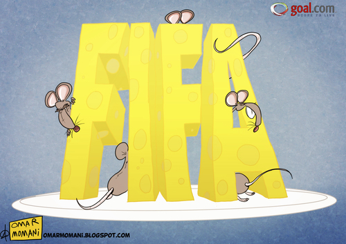 Cartoon: FIFA (medium) by omomani tagged football,soccer,fifa,rat,cheese