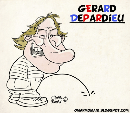 Cartoon: Gerard Depardieu (medium) by omomani tagged card,green,bergerac,de,cyrano,hobbes,and,calvin,actor,france,depardieu,gerard