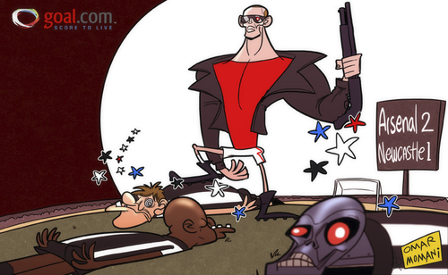 Cartoon: Hasta la vista baby (medium) by omomani tagged arsenal,england,new,castle,premier,league,terminator,thomas,vermaelen