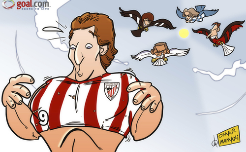 Cartoon: Llorente outgrows Bilbao (medium) by omomani tagged ac,milan,antonio,conte,bilbao,juventus,llorente,manchester,city,mancini,massimiliano,allegri,mourinho,real,madrid