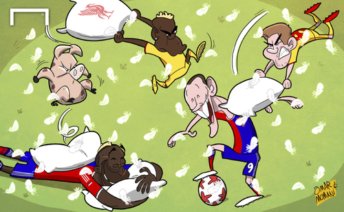 Cartoon: Soft Liverpool fall to Basel (medium) by omomani tagged liverpool,basel