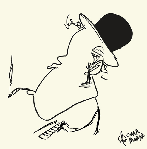 Cartoon: Tom Waits (medium) by omomani tagged tom,waits,music,piano,usa