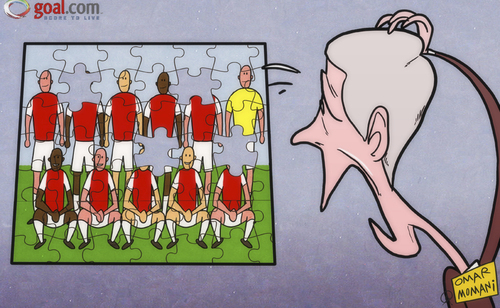Cartoon: Wenger loses prize piece RVP (medium) by omomani tagged arsenal,wenger