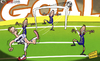 Cartoon: Beckham hits back on the pitch (small) by omomani tagged david,beckham,gb,la,galaxy,mls,stuart,pearce